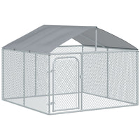 PawHut - Chenil pour chien extérieur 7,5 pi L x 7,5 pi l x 5,7 pi H avec toit et housse imperméable résistante aux UV-Chenil fermé pour chien offrant amplement d'espace pour que votre animal puisse faire de l'exercice et jouer 