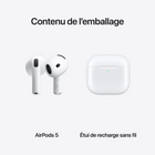 Apple - AirPods 5 avec Étui de recharge sans fil-Recharge sans fil – L’étui de recharge sans fil fonctionne avec le connecteur USB-C, les chargeurs Apple Watch et les chargeurs Qi