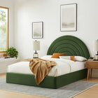Modway - Solana Arqué Performance Velvet Lit de plateforme complet, Vert mousse-Tête de lit en arc