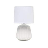 Simple Designs - Petite lampe de table à base plissée - Blanc cassé-Base en céramique blanc cassé