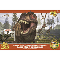Prime 3D - Tyrannosaure rex et raptors - 100 pièces-Casse-tête 3D lenticulaire de 100 morceaux