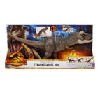 Mattel - Figurine Tyrannosaure Rex Thrash 'N Devour Jurassic World-Si vous bougez la queue vers le haut, le T-rex se penche en avant, mâchoire ouverte, pour attraper les figurines articulées d’humains ou de dinosaures de 9,5 cm. Si vous bougez la queue vers le bas, il ne fera qu’une bouchée des figurines d’humains ! Autres figurines vendues séparément. Certains produits peuvent ne pas être commercialisés.