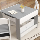 Qaba - Ensemble table et chaises pour enfants 3 pièces avec plateau de table réversible - gris-Fabriqué à partir de matériaux robustes pour une utilisation durable
