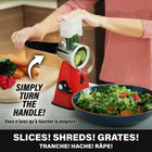 Nutrislicer - Râpe à fromage rotative, hachoir à légumes et trancheuse de cuisine-Stable et sécurisée: base à forte ventouse qui maintient l’appareil sur une surface plane pour trancher, hacher et râper avec confiance