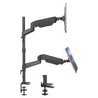 SHOPPINGALL Bras de moniteur extra-long à double vérin à gaz, empilé verticalement, pour écrans 15"-32"  - SA-GA24L-Noir-[COMPATIBILITÉ AMÉLIORÉE] Conçu pour accueillir en toute sécurité deux moniteurs de 15 à 32 pouces, chaque bras peut supporter jusqu'à 17,6 lb/8 kg. Les bras de montage sont compatibles avec les trous de montage VESA 75 mm x 75 mm ou 100 mm x 100 mm.