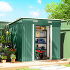 Outsunny - Abri de jardin extérieur, avec portes verrouillables, vert-Protège vos affaires des nuisibles, du soleil, de la pluie et de la neige 
