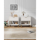 Manhattan Comfort - DUMBO Table de nuit moderne 1 tiroir 20,07" - Blanc - Lot de 2-Comprend 1 tiroir à extension totale avec tiroir supérieur au design à rainures verticales