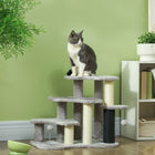 PawHut - Arbre à chat 20 po, tour avec 3 marches, escaliers pour animaux avec poteau à griffer - gris clair-Inclut un poteau en sisal pour maintenir la santé des griffes 