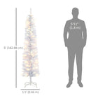 HOMCOM - Sapin de Noël artificiel illuminé forme crayon 1 - 8 m 395 branches-La forme crayon ne prend pas beaucoup de place au sol ou sur la table, convient aux petites pièces ou à un deuxième sapin de Noël dans une entrée 