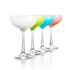 Table 12 - Ensemble de 4 mini-verres à cocktail - 5,8 oz - couleurs assorties-Ensemble de 4 pièces : 1 verre bleu clair, 1 verre vert pâle, 1 verre rose et 1 verre blanc.