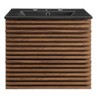 Modway - Render Support mural de 24" Vanette de salle de bain - Noir noyer-Bassin d’évier en céramique