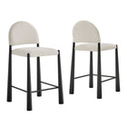 Modway - Hayley Cuir végane Tabourets de comptoir Ensemble de 2 - Crème noire-Tabourets polyvalents