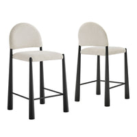 Modway - Hayley Cuir végane Tabourets de comptoir Ensemble de 2 - Crème noire-Tabourets polyvalents
