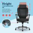La-Z-Boy - Fauteuil de bureau exécutif Venetta - Noir-Bouton de réglage de la tension d’inclinaison pour une inclinaison personnalisée  