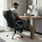 Flash Furniture - Fauteuil de direction à pivot, série Hercules pour tailles fortes, avec siège très large, noir (GO2092M1BK)-Conception de dossier haut avec appui-tête