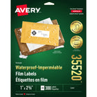 Avery - Étiquettes imperméables rectangulaires - 1po x 2-5/8po - Blanc - 300 Étiquettes-Étiquettes d'adresse blanc