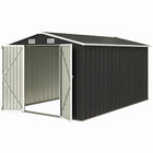 Outsunny - Abri de rangement extérieur robuste 12 pi x 8 pi, gris foncé-L'abri de jardin spacieux permet de ranger facilement vélos, outils et articles saisonniers
