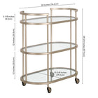 Hudson&Canal - Chariot de bar ovale Leif 30 po de largeur - Nickel satiné-8