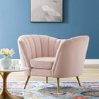 Modway - Opportunity Performance Velvet Fauteuil - Rose-Chenal vertical touffé