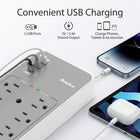 ShoppingAll - Huntkey multiprise murale avec parasurtenseur, 6 prises et 3 ports USB - Paquet de 2-Prend en charge jusqu’à 125 V, 15 A et 1875 W pour les appareils domestiques, les postes de travail et les besoins de recharge