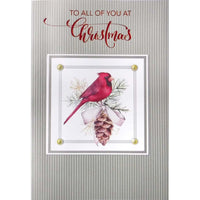 Rosedale - Cartes de souhaits Noël Gold / Enveloppes - 5-1/2 po x 8 po - À Tous - Cardinal & Pomme de Pin - Paquet de 6-Cartes de souhaits qualité boutique