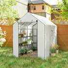 Outsunny - serre portable 4,6 pi x 4,7 pi, vert- Porte enroulable à fermeture éclair et trois fenêtres en maille pour un accès facile et une bonne ventilation  
