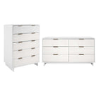 Manhattan Comfort - Granville commode moderne et double commode - blanc - ensemble de 2-Commode de chambre à coucher au style moderne-contemporain avec une touche de glamour comprenant une commode haute et une commode double