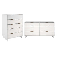 Manhattan Comfort - Granville commode moderne et double commode - blanc - ensemble de 2-Commode de chambre à coucher au style moderne-contemporain avec une touche de glamour comprenant une commode haute et une commode double