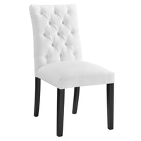 Modway - Duchess Bouton touffé Tissu Chaise à manger - Blanc-Chaise de salle à manger à touffes boutonnées