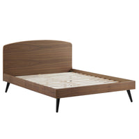 Modway - Bronwen Bois Lit plateforme Queen, Noyer-Lit à plateforme Queen moderne du milieu du siècle