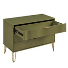 Manhattan Comfort - Dumbo table de chevet moderne 2 tiroirs et commode 3 tiroirs - vert olive - ensemble de 2-Assemblage « Snap It » Comprend des rainures internes de haute qualité pour un assemblage simple, sans outils requis