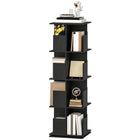 HOMCOM - Tour de Bibliothèque pivotante à 4 niveaux - grain de bois noir-Quatre niveaux avec 16 compartiments offrent un espace de rangement généreux pour divers objets 