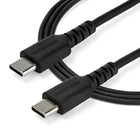 StarTech Câble USB-C vers USB-C de 2 m - Noir-Atténuation des tensions étendue, testée pour résister à plus de 10 000 cycles de pliage à un angle de 180°