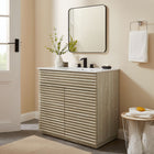 Modway - Render 36" Faux travertin Armoire de toilette de salle de bain (évier non inclus) - Travertin-4
