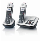 Motorola - Téléphone numérique CD5 Series DECT 6.0 sans fil avec répondeur - Blanc - Paquet de 2-Conçu de manière ergonomique : Le combiné est doté d'un clavier tactile et couvercle arrière en caoutchouc pour offrir confort et adhérence sécurisée