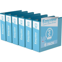 Davis Group Super offre Easyview, Reliure View à anneaux ronds 3 po, personnalisable, paquet de 6 - Bleu Turquoise-3 Reliure À Anneaux
