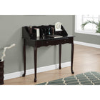 Monarch Specialties - 3100 Bureau 36 po L - Cerise Fonce Traditionnel-Pieds en bois massif de style Queen Anne avec deux petits tiroirs de rangement et un grand tiroir central avec boutons en bois pour garder votre bureau bien rangé.