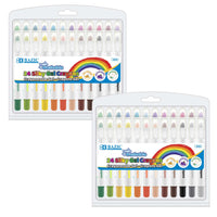 BAZIC Products - Crayons gel soyeux lavables - 2 paquets de 24-Crayons gel lavables dans un étui robuste