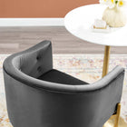 Modway - Savour Touffe Performance Velvet Tabouret de bar - Charbon de bois-Base en acier inoxydable doré