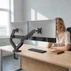ShoppingAll - Support de moniteur double VESA avec bras à ressort à gaz entièrement réglable et pince de bureau - Noir-7