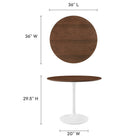 Modway - Lippa Rond de 36 po Bois Table à manger, Noyer-Placage en bois de noyer et plateau de table en MDF