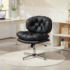HOMCOM - Chaise de bureau sans accoudoirs avec siège rembourré - noir-Revêtement en cuir PU pour plus de confort et un entretien facile