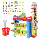 Qaba - Supermarché pour enfants, épicerie, jouet de jeu avec chariot de courses-Composé d'une caisse, d'une étagère à plusieurs niveaux et d'un caddie, offrez à votre bébé une véritable expérience 