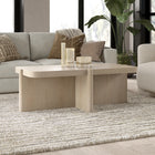Hudson&Canal - Table basse rectangulaire Laguna de 114 cm de large, blanc aulne-Plateau rectangulaire à angles arrondis et piètement en croix aux bords arrondis
