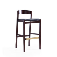 Manhattan Comfort - Klismos tabouret de bar moderne du milieu du siècle de 20" en similicuir noir et noyer foncé-Tabouret de bar moderne du milieu du siècle avec dossier parfait pour une utilisation au bar et dans la cuisine