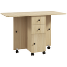 HOMCOM - Table à manger pliante à abattant roulant avec tiroirs et armoire de rangement pour 4-6 personnes - bois naturel-Son style moderne est idéal pour être placé dans la chambre, le salon ou la salle à manger 