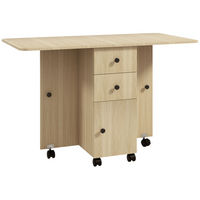 HOMCOM - Table à manger pliante à abattant roulant avec tiroirs et armoire de rangement pour 4-6 personnes - bois naturel-Son style moderne est idéal pour être placé dans la chambre, le salon ou la salle à manger 