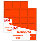 JAM Paper Étiquettes postales carrées, 2 x 2 po, rouge néon, 240/paquet-Expédition d’étiquettes d’adresse