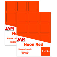 JAM Paper Étiquettes postales carrées, 2 x 2 po, rouge néon, 240/paquet-Expédition d’étiquettes d’adresse