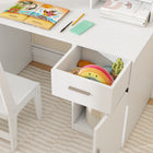 Qaba - Ensemble bureau et chaise pour enfants, ensemble table d’étude et chaise avec rangement - blanc-Conçu avec des surfaces lisses et un arrêt de tiroir pour la sécurité de votre enfant
